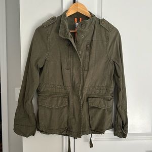 JCPenney Olive Utility Jacket Multiple Pockets Lightweight Size S